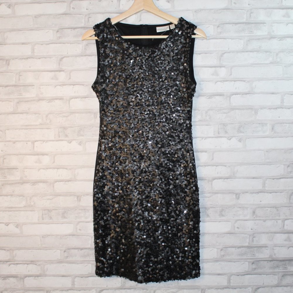 Sequin Sparkle Mini Little Black Dress LBD (4) NWT